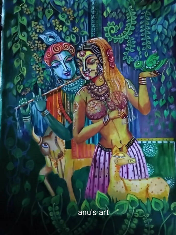 Divine love Radha krishna-Thooli art