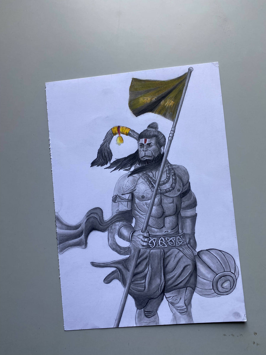 Hanuman ji drawing with graphite pencil – Gallerist.in