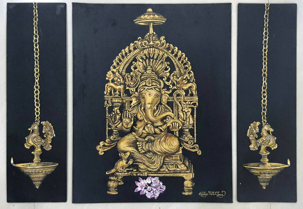 Ganesha with hanging lamp