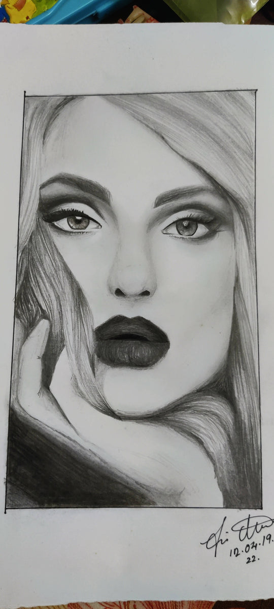 charcoal painting of girl.. Gallerist.in