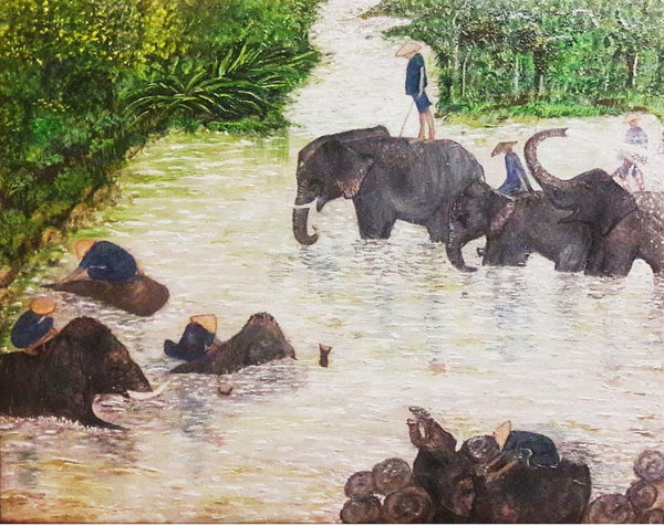 Bathing elephants""