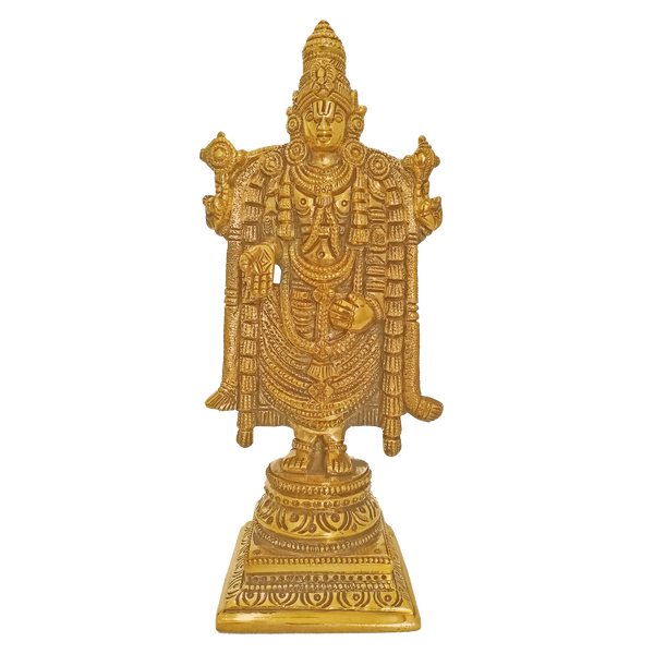 Beautiful Golden Lord Venkateswara Brass Statue With Antique Finish