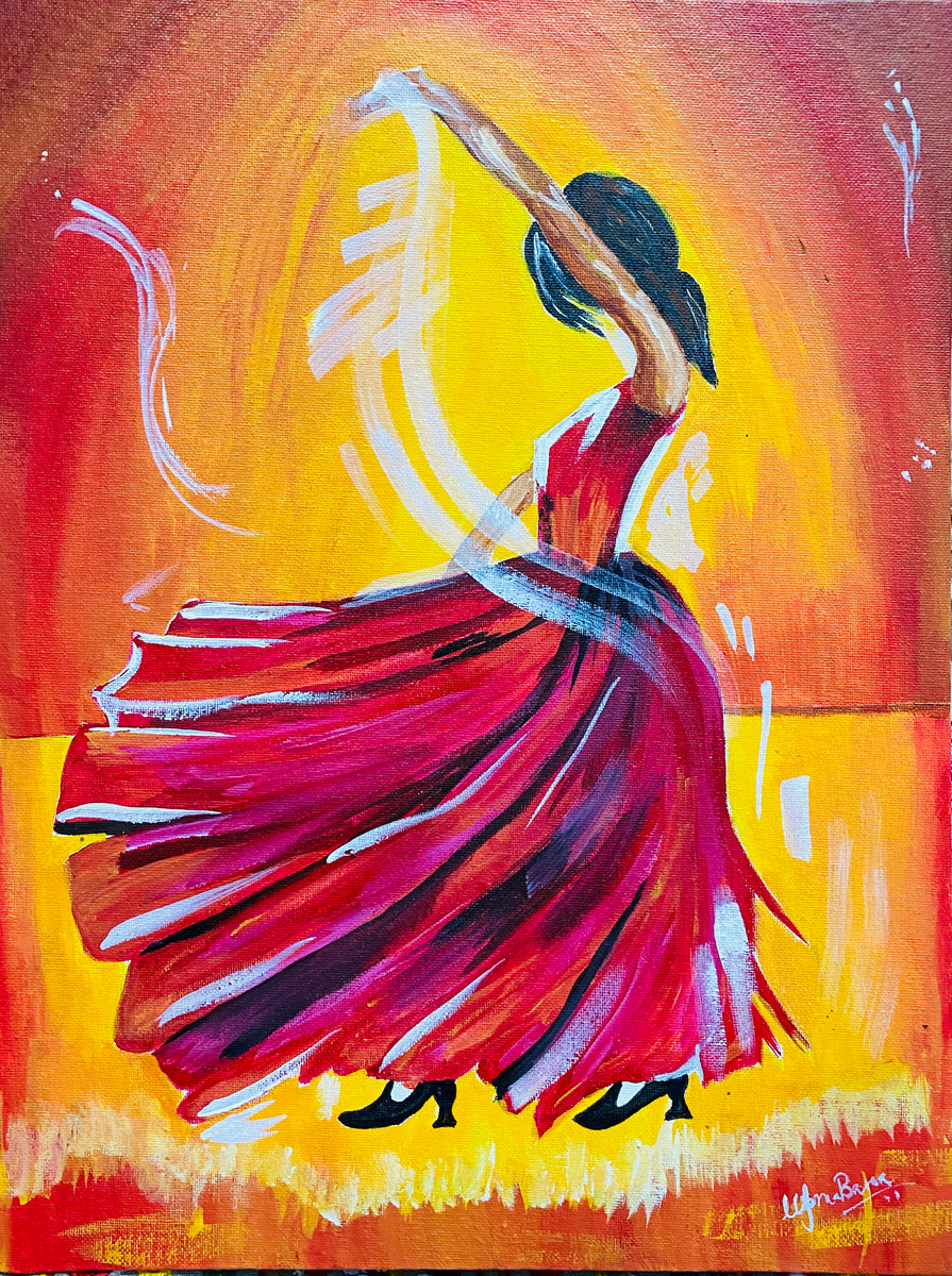 Figure oil painting-DANCING GIRL-framed-100% hand-painted canvas