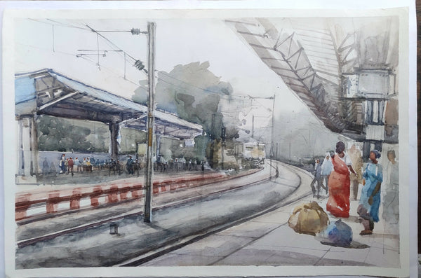 Railway station painting