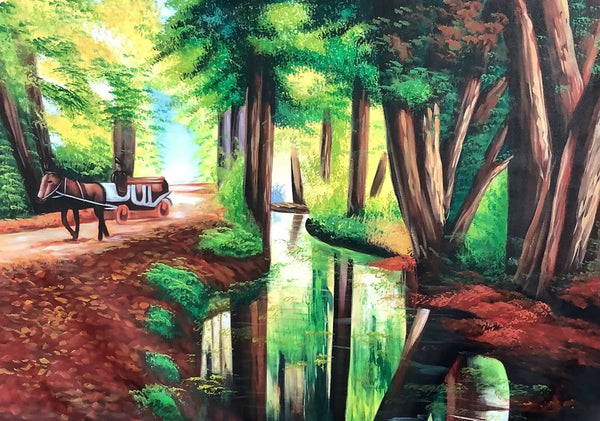 A forest scenery landscape painting