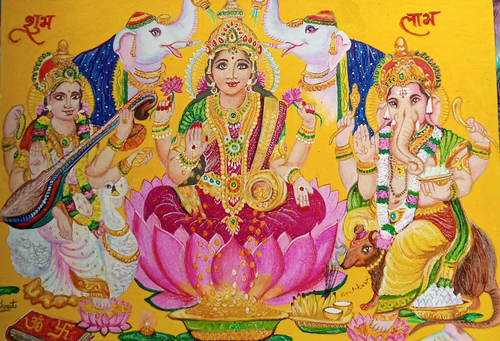 Lakshmi Ganesh Saraswati Painting