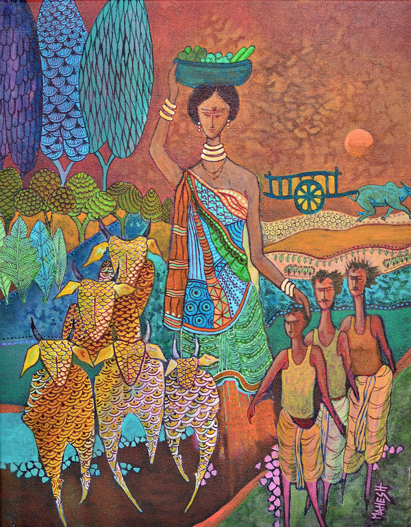 Indian Village Harmony (F3) Folk Fusion Art