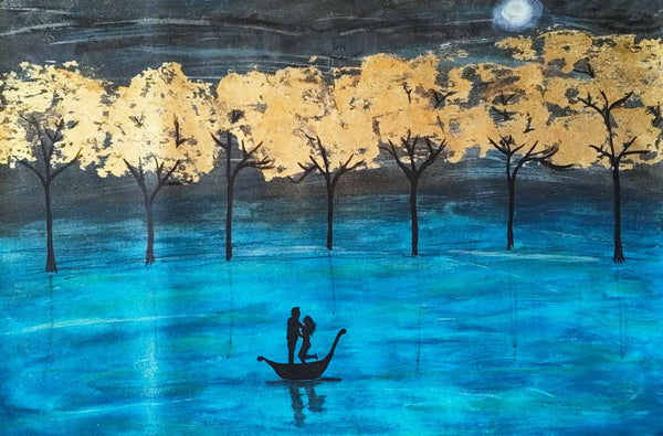 Couple under golden trees