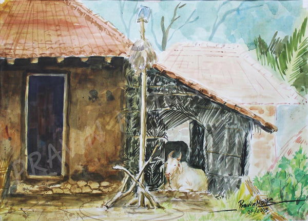 resting cow -pravin naik art