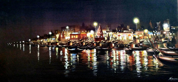 Night Reflections in Varanasi Ghats