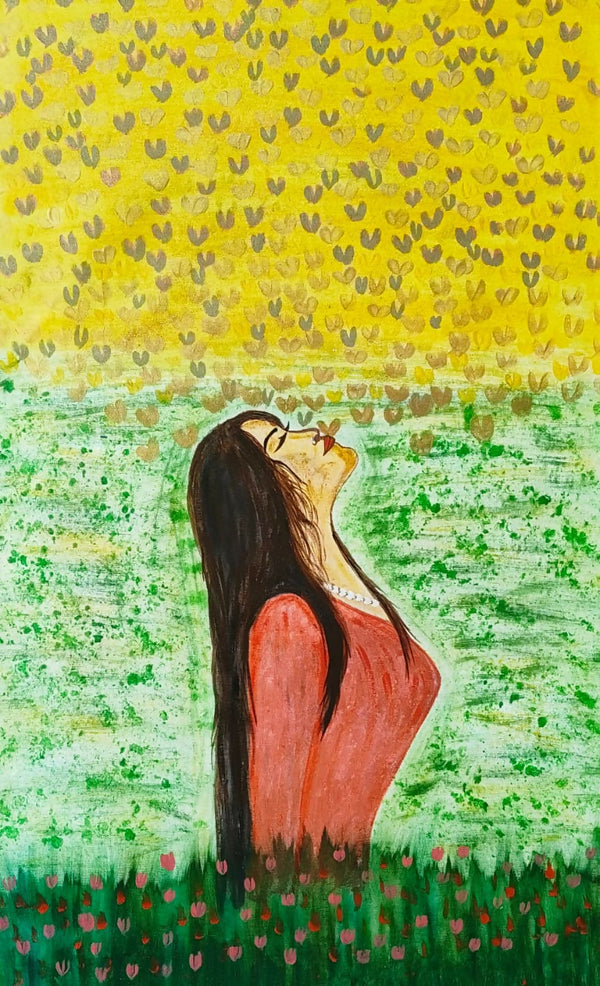 Lady with golden butterflies