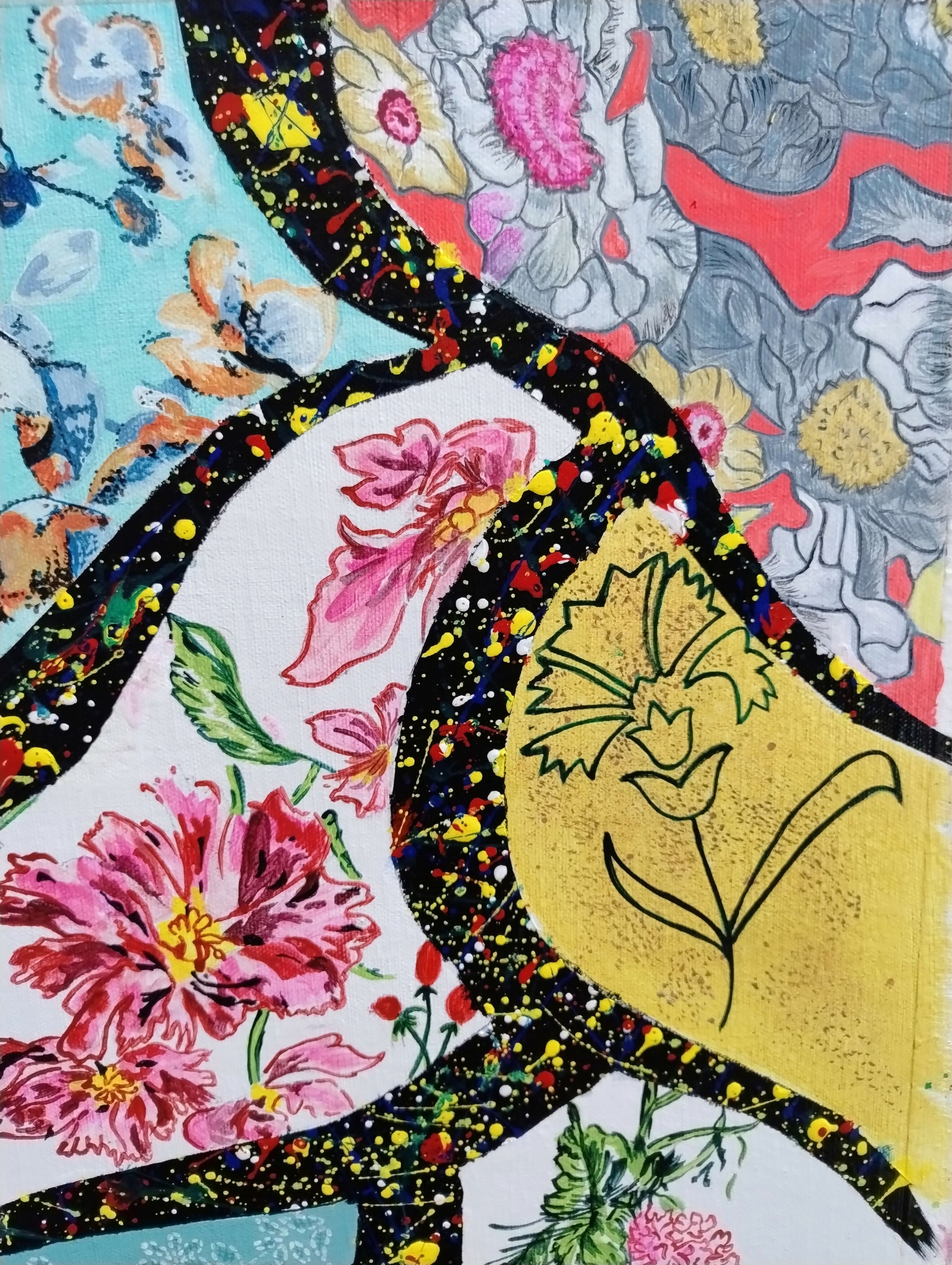 "Rooted Blooms: A Palette of Prime Colors in Abstract Florals"