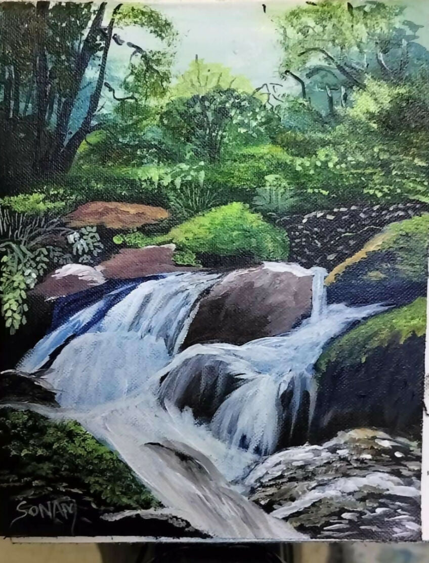 Waterfall Nature Painting