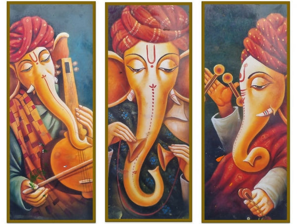 Multi- panel ganesha painting Set of 3.