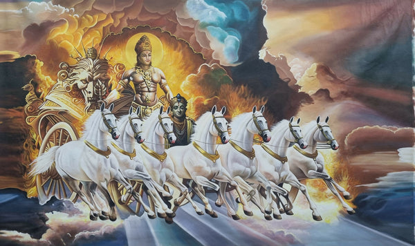 7 Running horses with surya dev.