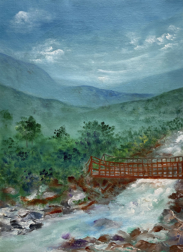 An old wooden bridge;Oil on canvas; 11X15