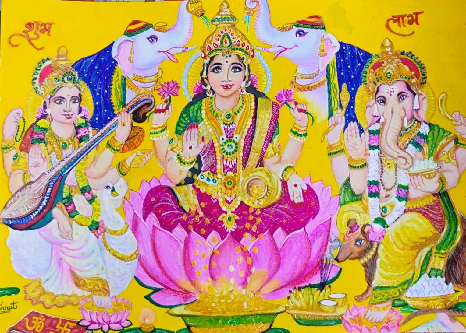 Lakshmi Ganesh Saraswati Painting