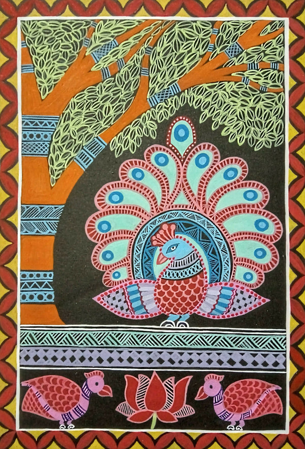 Peacock Bird Madhubani Painting