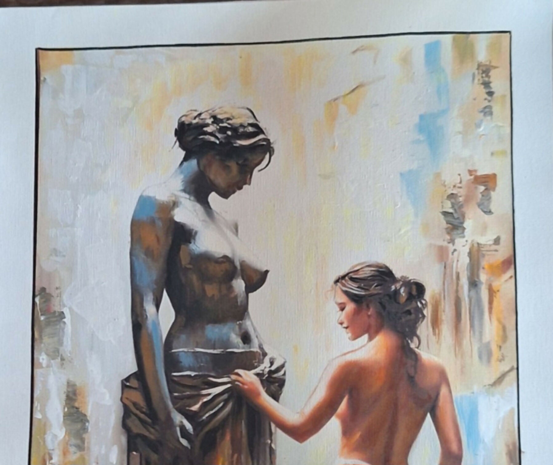 woman, statue, classical, abstract, cloth, sculpture, warm tones, cool tones, art, serene