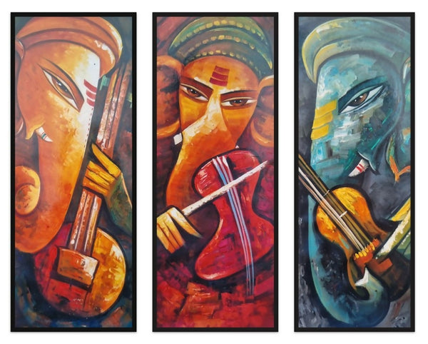 Multi- panel ganesha painting Set of 3.