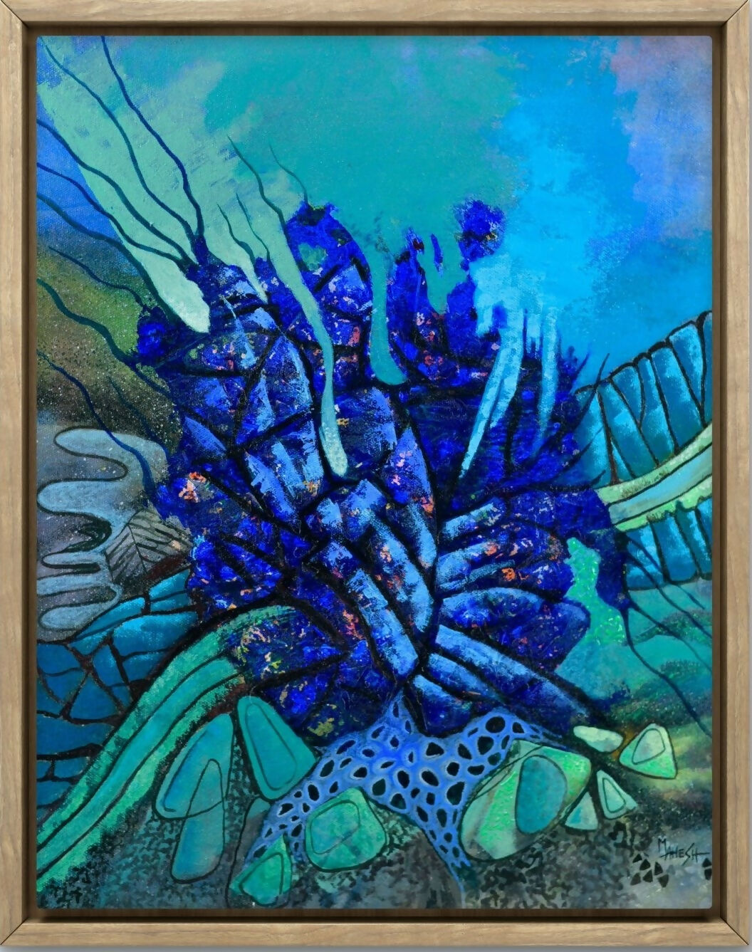Buy Becoming Whole Again” Blue monotonous Abstract (A6) Painting