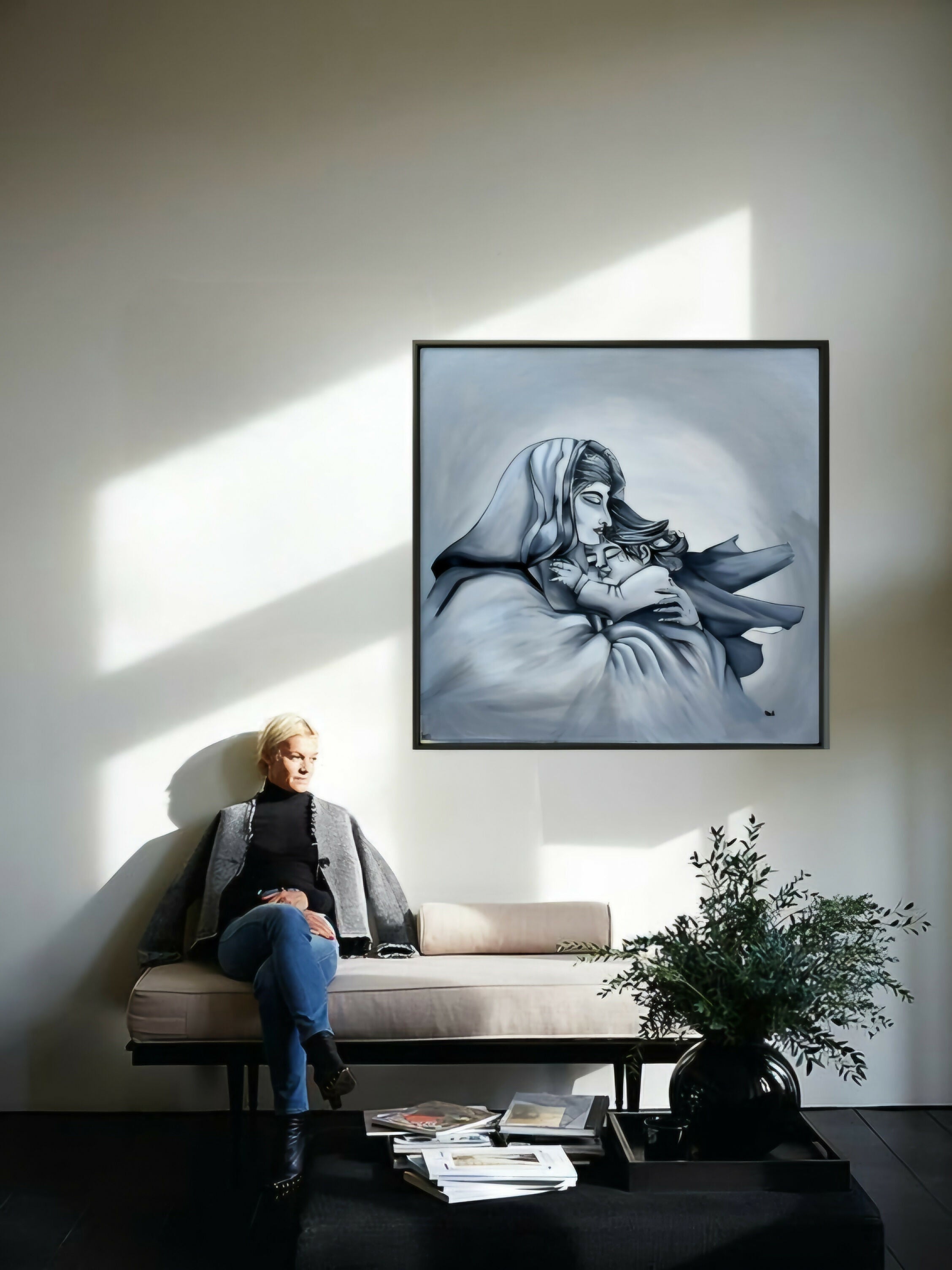 Monochrome Family Art for Timeless Connections 48 x 48 Inches Rolled canvas