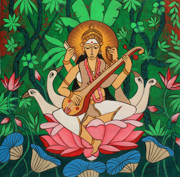 Goddess Saraswati 21x21 inch 15kcgnthtfh