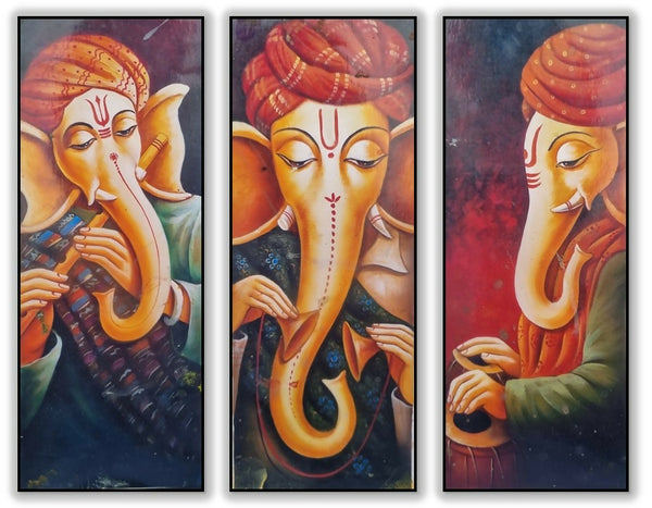 Multi- panel ganesha painting Set of 3.