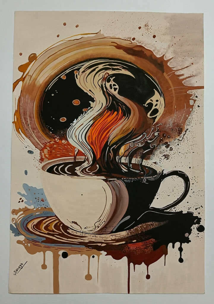 Interstellar Coffee Splash Painting