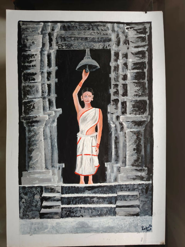 Adivasi Girl entering in old temple