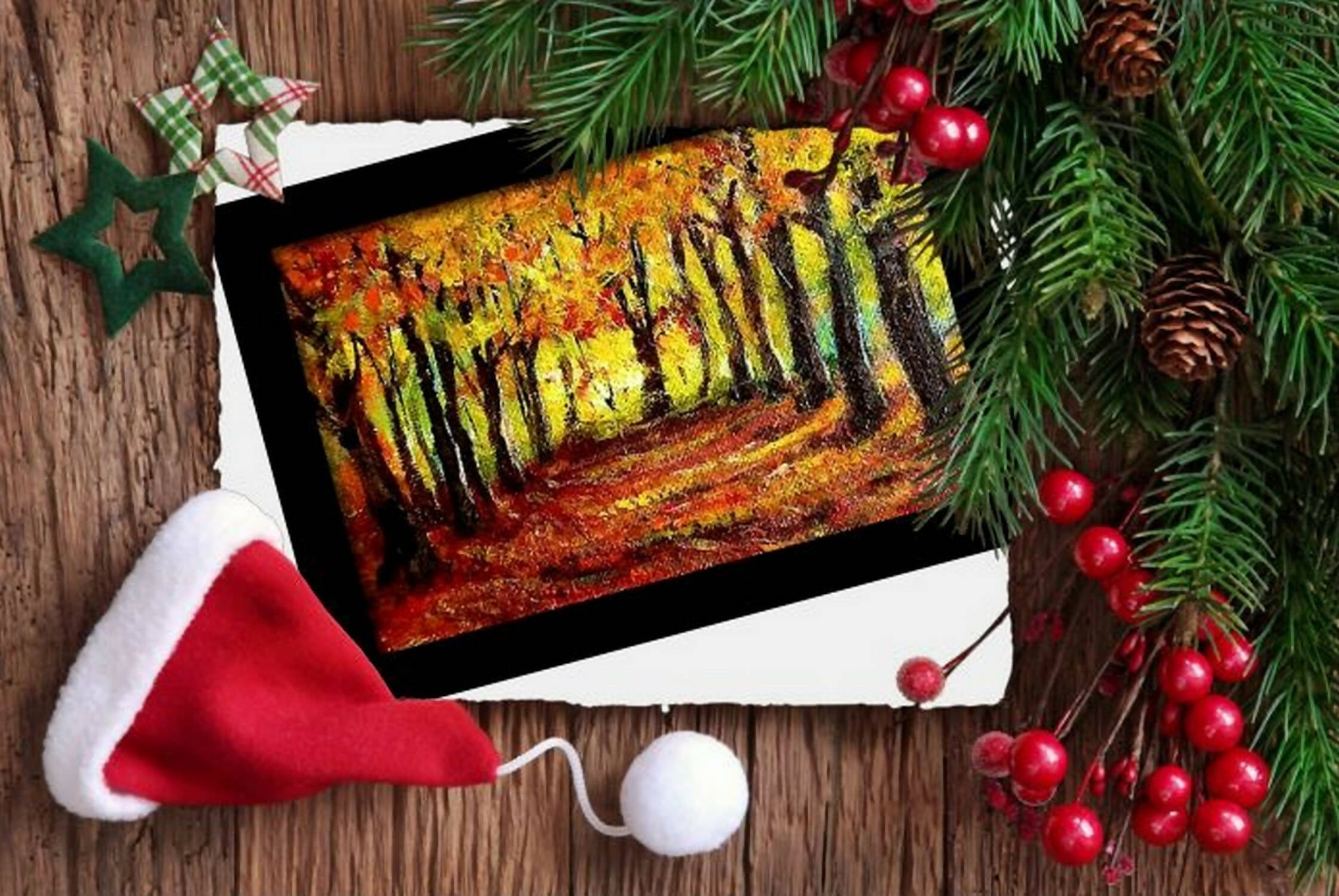 Miniature Landscape, autumn trees painting