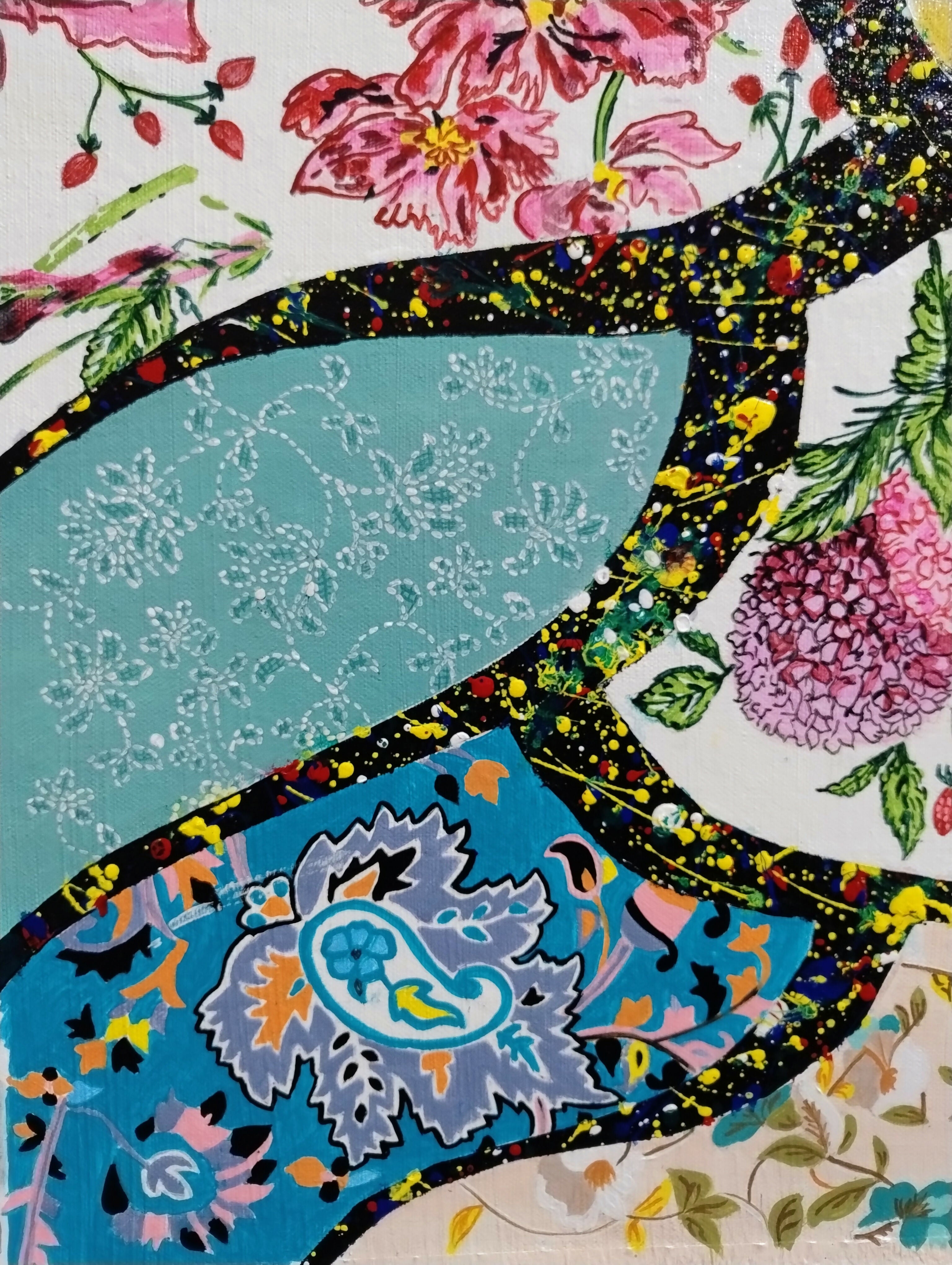 "Rooted Blooms: A Palette of Prime Colors in Abstract Florals"