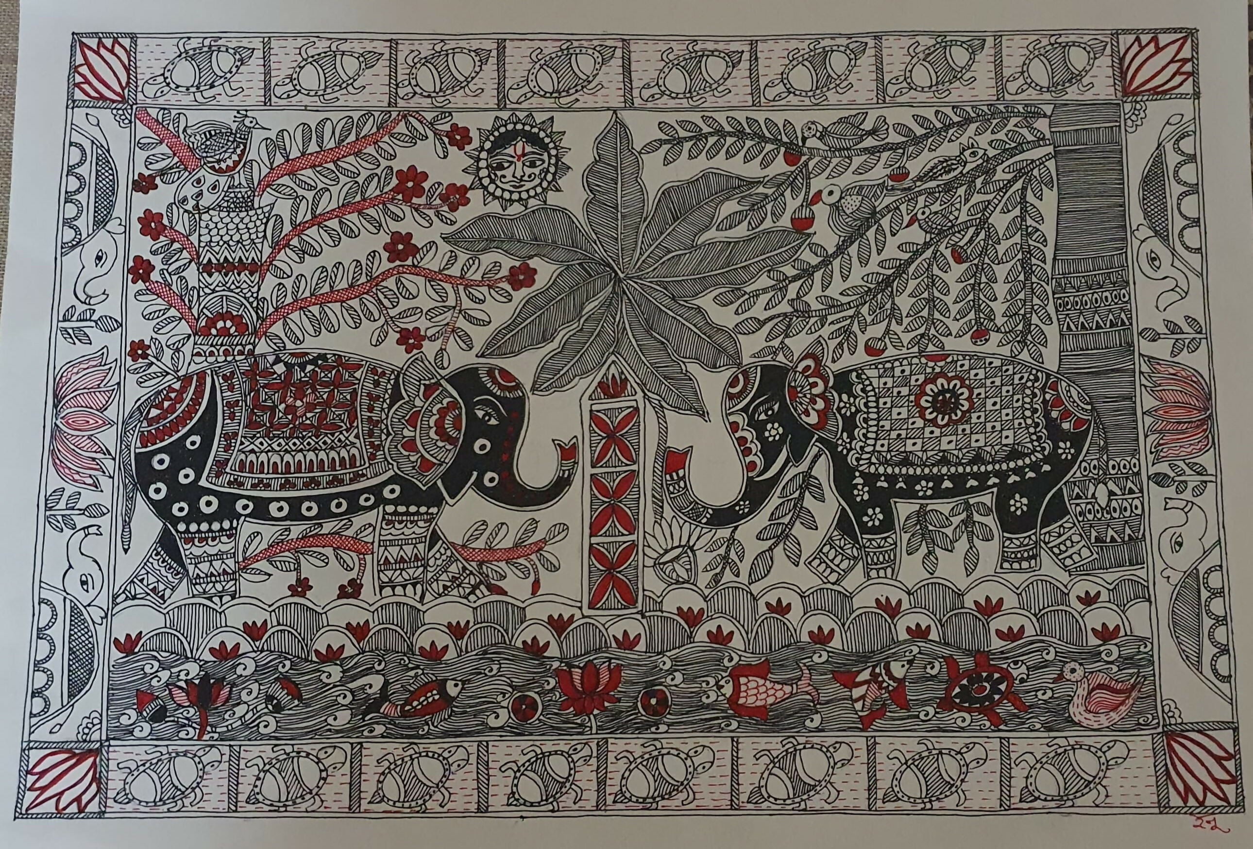 Madhubani Elephant painting