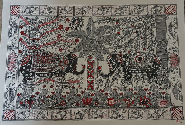 Madhubani Elephant painting