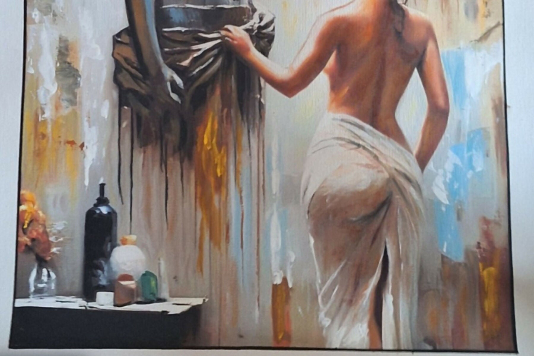 woman, statue, classical, abstract, cloth, sculpture, warm tones, cool tones, art, serene