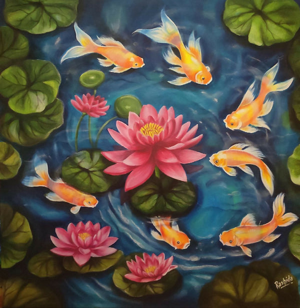 Dancing koi in lotus paradise