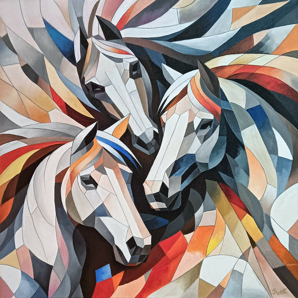 Abstract vibrant horses