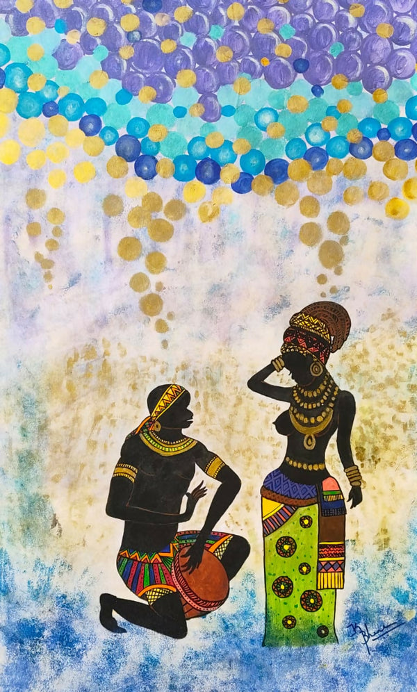 African dancing tribal couple