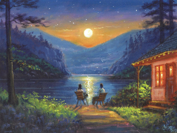 Mountain Serenade | Sunset Couple Viewpoint Original Painting