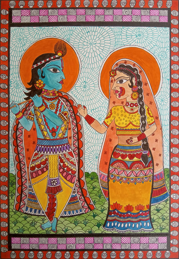 Radha Krishna Madhubani Painting