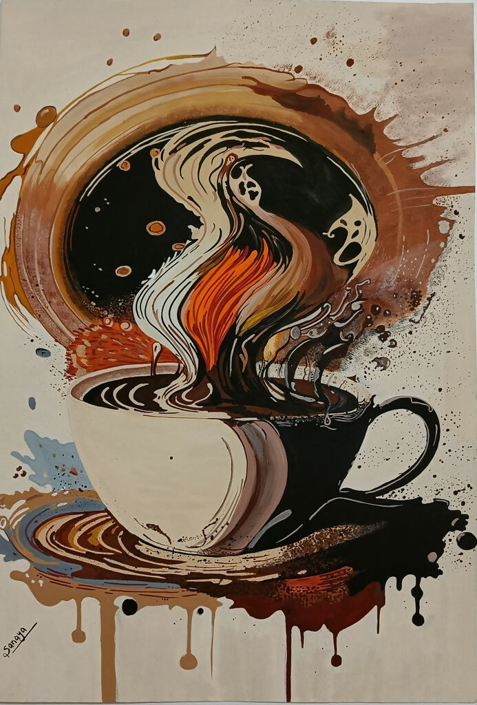 Interstellar Coffee Splash Painting