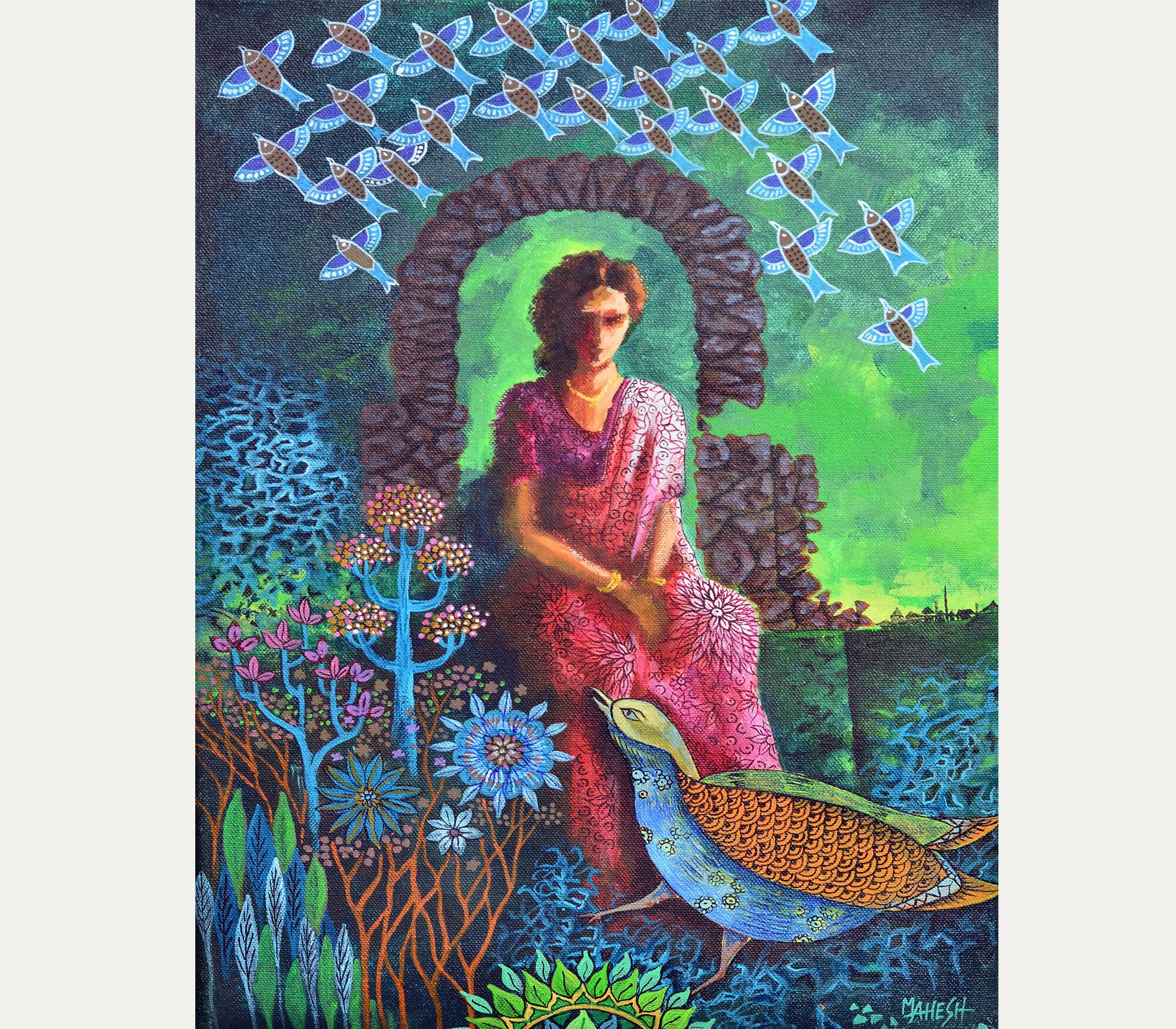 Garden of Silence (F5) Indian style Fusion art