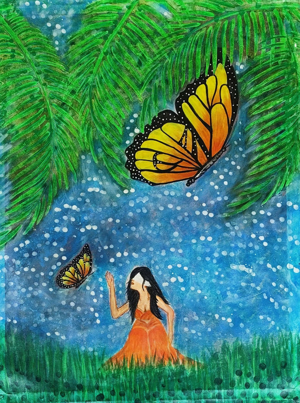 Girl and butterflies