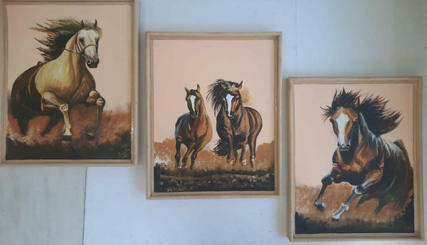 3 horse paintings in different ways