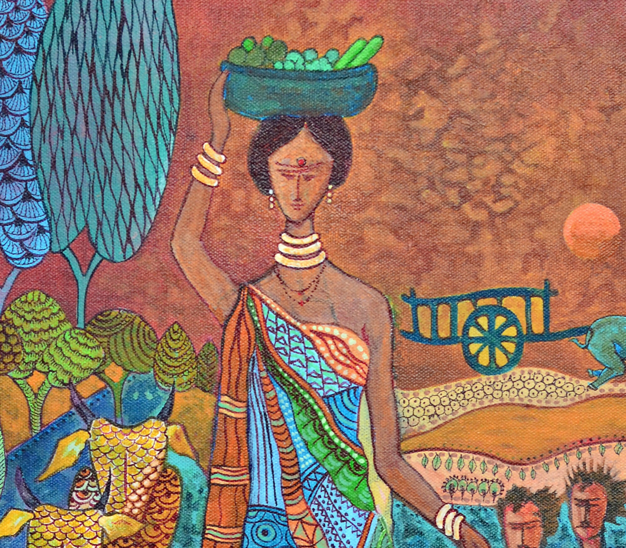 Indian Village Harmony (F3) Folk Fusion Art