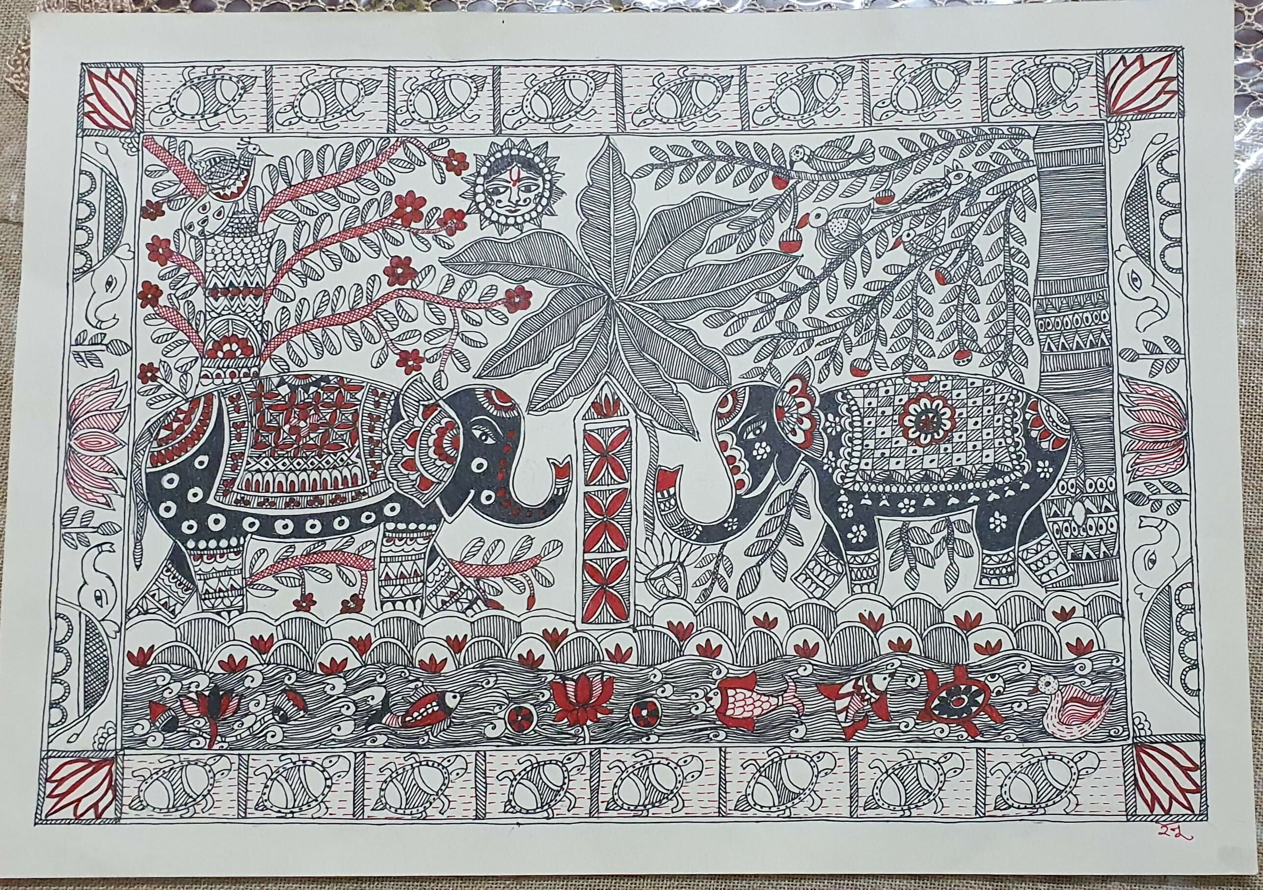 Madhubani Elephant painting