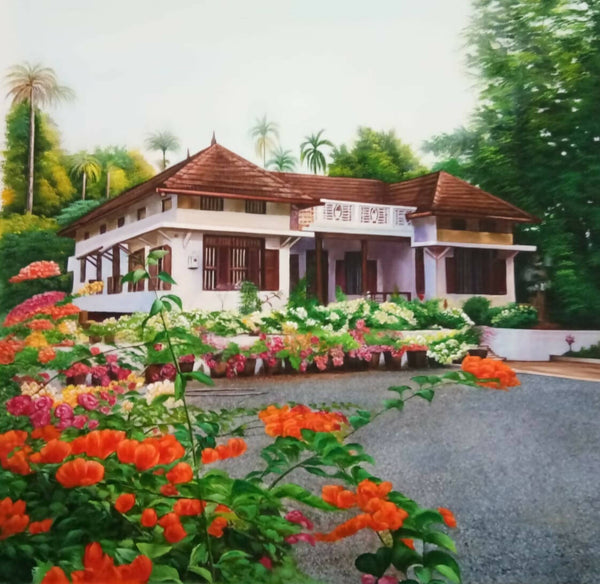 A beautiful house scenery painting
