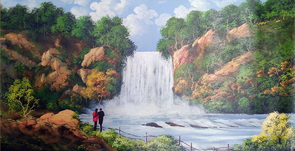 Waterfall scenery landscape painting