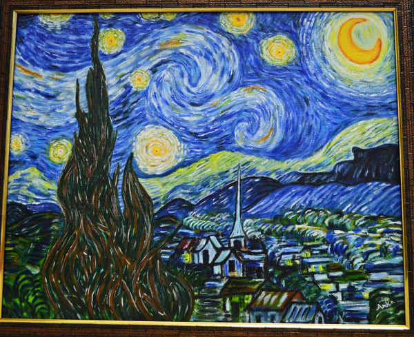 Reproduction of Vincent van Gogh's starry night oil painting