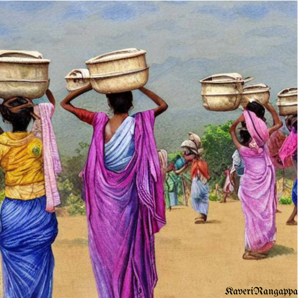 Women carrying pots